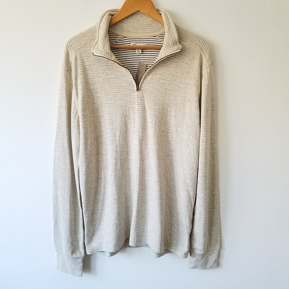 J.Crew Knit Goods 1/4 Zip Double Layer 100% Cotton Long Sleeve Top Size Large